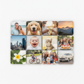 Set of 12 custom 2x2 inch photo magnets arranged in a grid